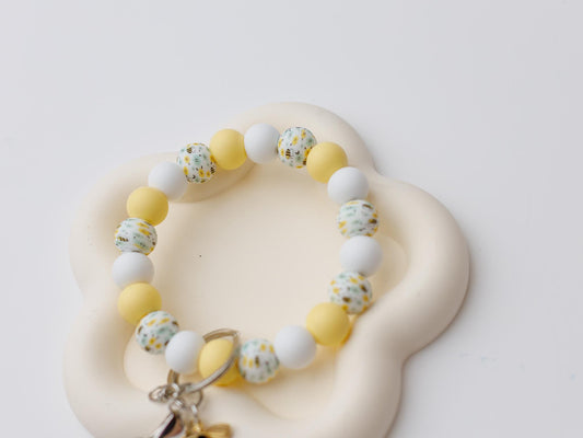 Bumble Bee Beaded Wristlet Keychain with charm