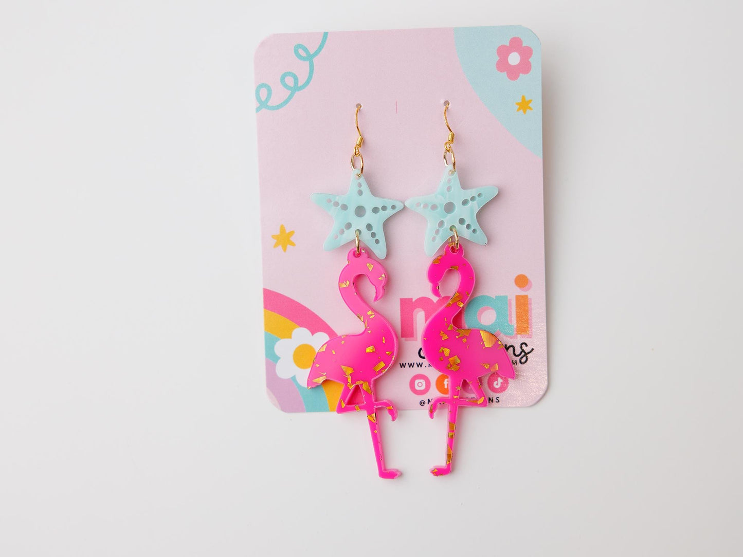 Flamingo Starfish Acrylic Earrings