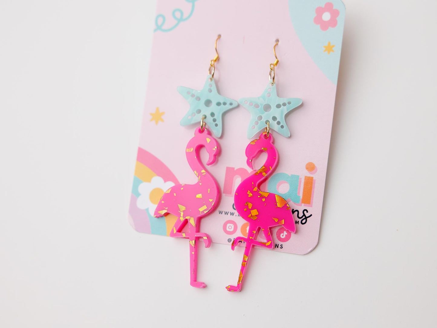 Flamingo Starfish Acrylic Earrings