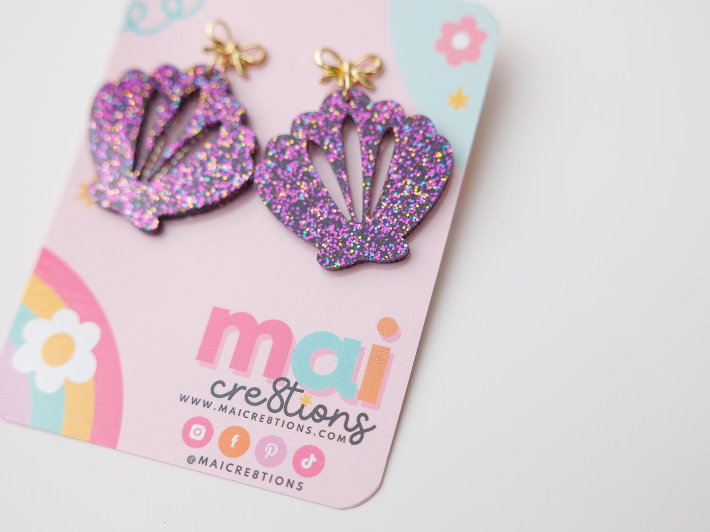 Bow Seashell Acrylic Earrings