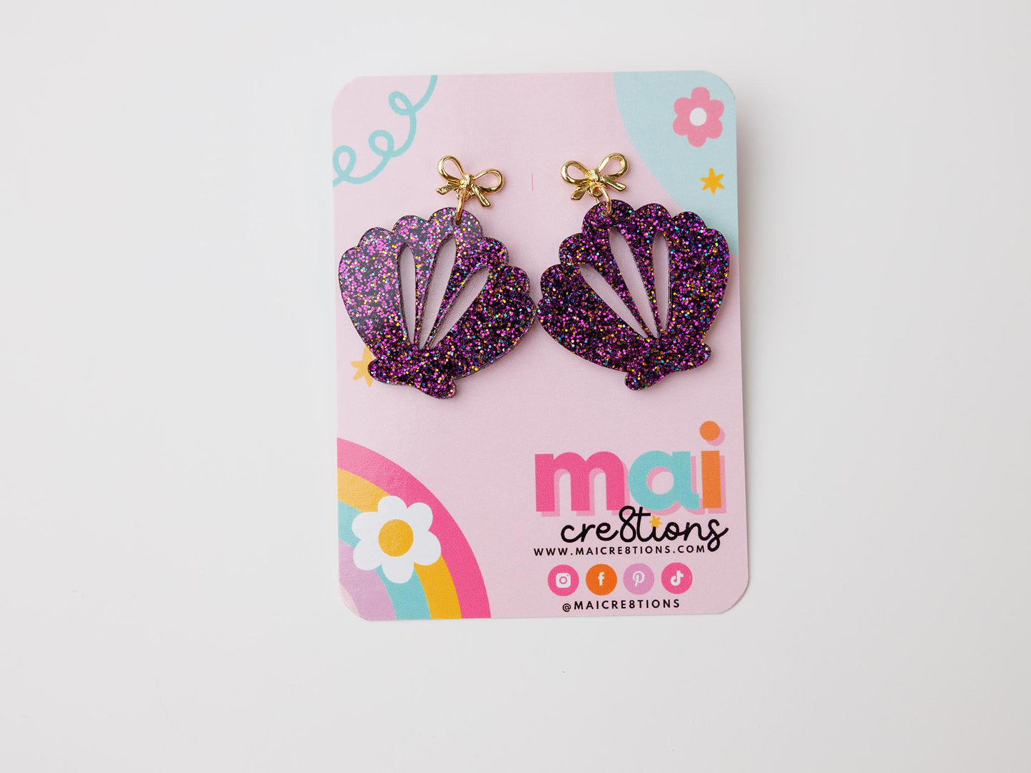 Bow Seashell Acrylic Earrings