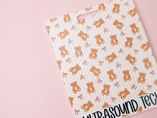 Teddy Bear Coquette bow Badge Buddy for healthcare worker