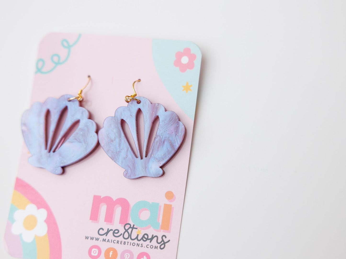 Purple seashell Acrylic Earrings