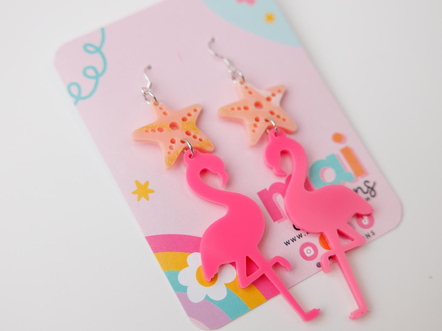 Flamingo Starfish Acrylic Earrings