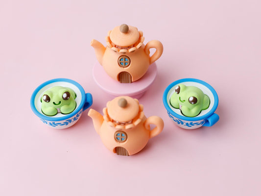 Cottage Core tea pot Frog tea cup Fidget clicker 3D printed fidget
