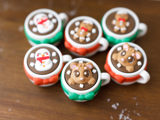 Hot Cocoa Fidget Clicker 3D printed Christmas Fidget Clicker Ginger Bread hot cocoa Snowman hot cocoa Bear hot cocoa fidget clicker toy