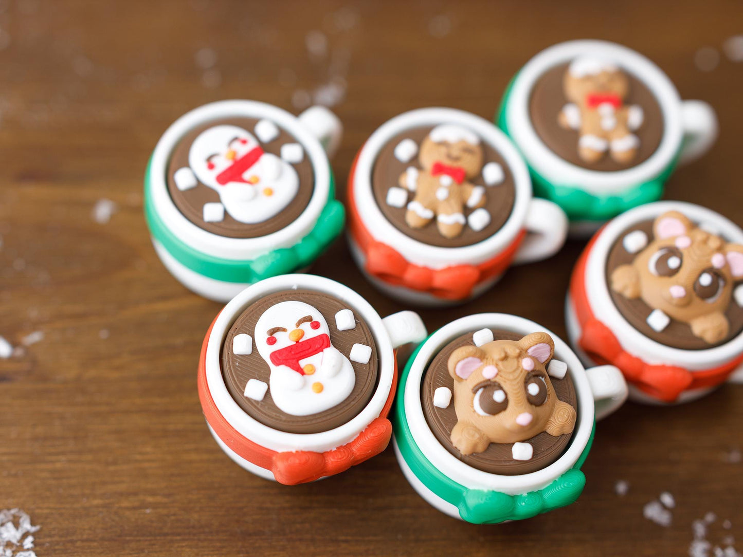 Hot Cocoa Fidget Clicker 3D printed Christmas Fidget Clicker Ginger Bread hot cocoa Snowman hot cocoa Bear hot cocoa fidget clicker toy