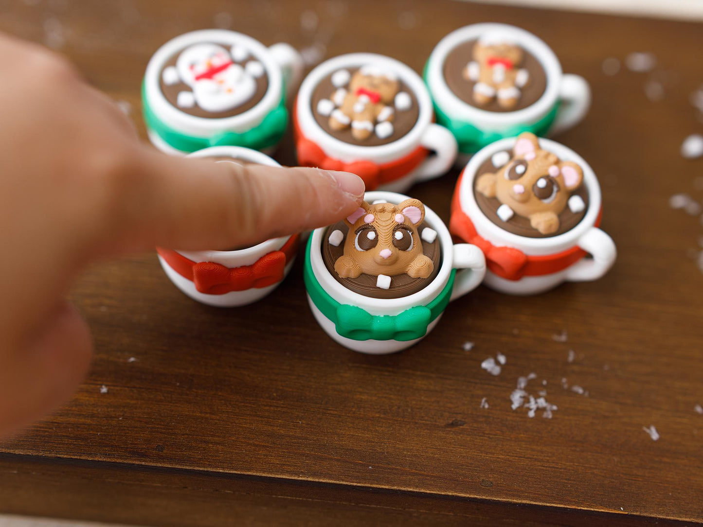 Hot Cocoa Fidget Clicker 3D printed Christmas Fidget Clicker Ginger Bread hot cocoa Snowman hot cocoa Bear hot cocoa fidget clicker toy