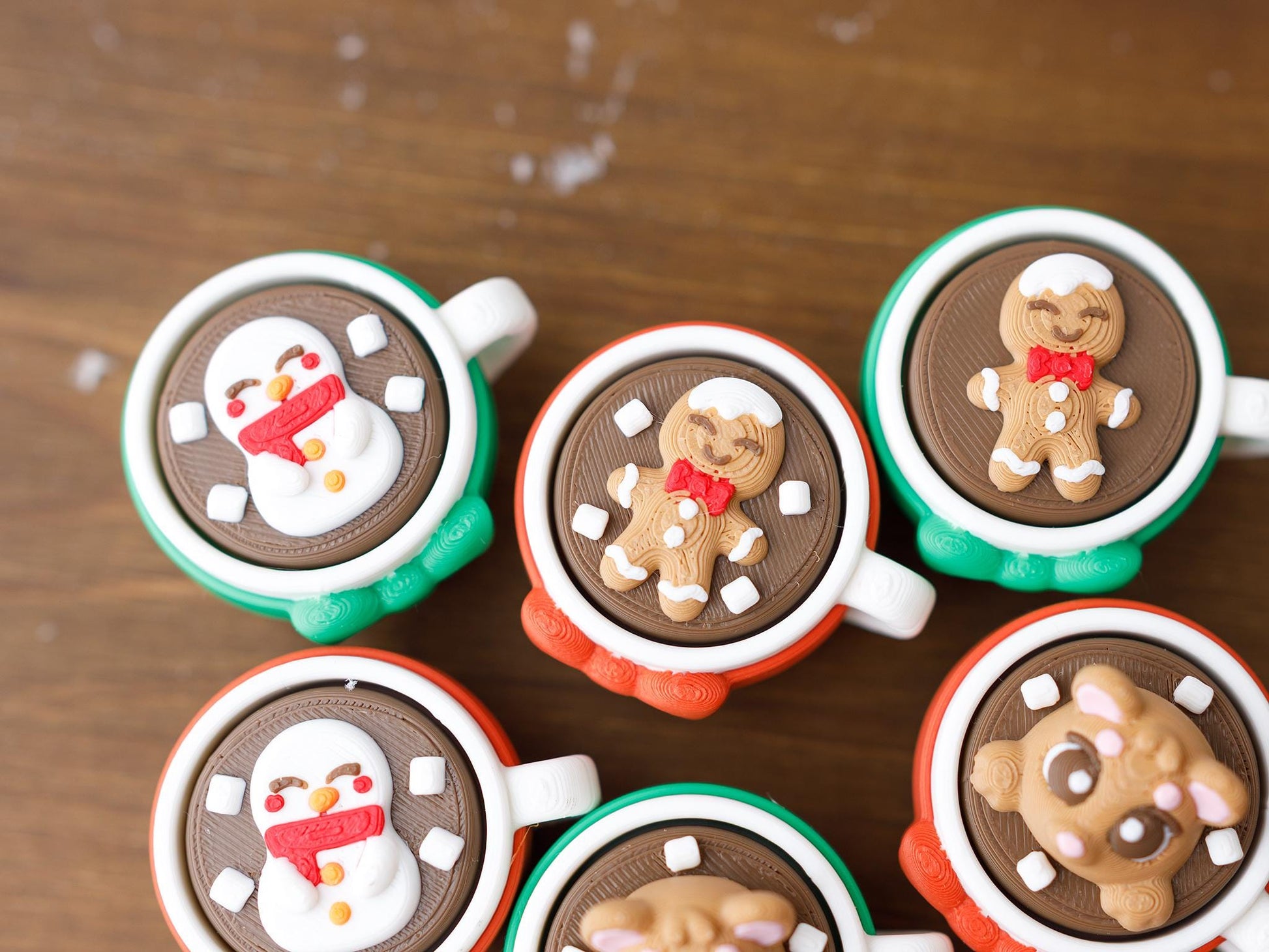 Hot Cocoa Fidget Clicker 3D printed Christmas Fidget Clicker Ginger Bread hot cocoa Snowman hot cocoa Bear hot cocoa fidget clicker toy