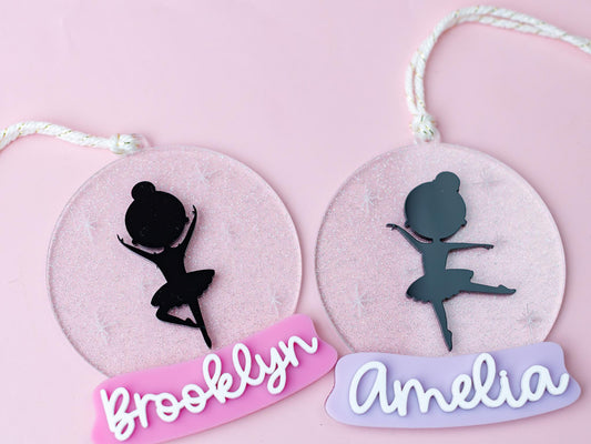 Personalized Ballerina Christmas snow globe Ornament