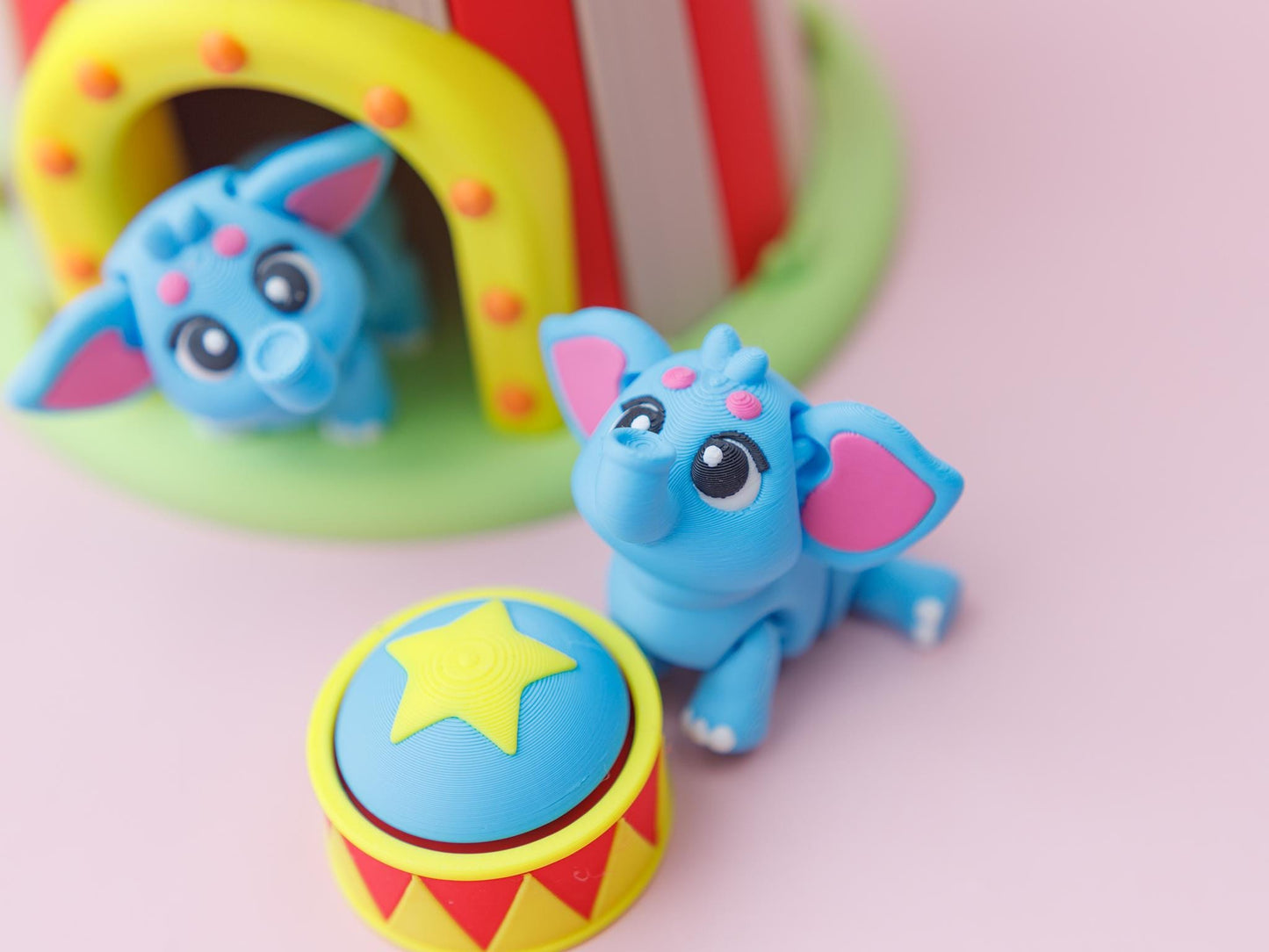 Elephant Fidget toy Circus Display 3D printed drum fidget clicker