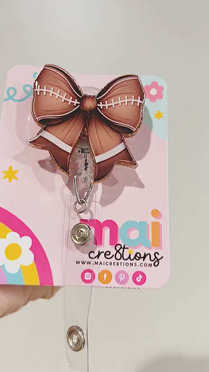Football Coquette Bow Badge Reels | Phone Grip | Nurse Badge reels | Cute badge reels | Custom Badge Reels | Custom phone grip