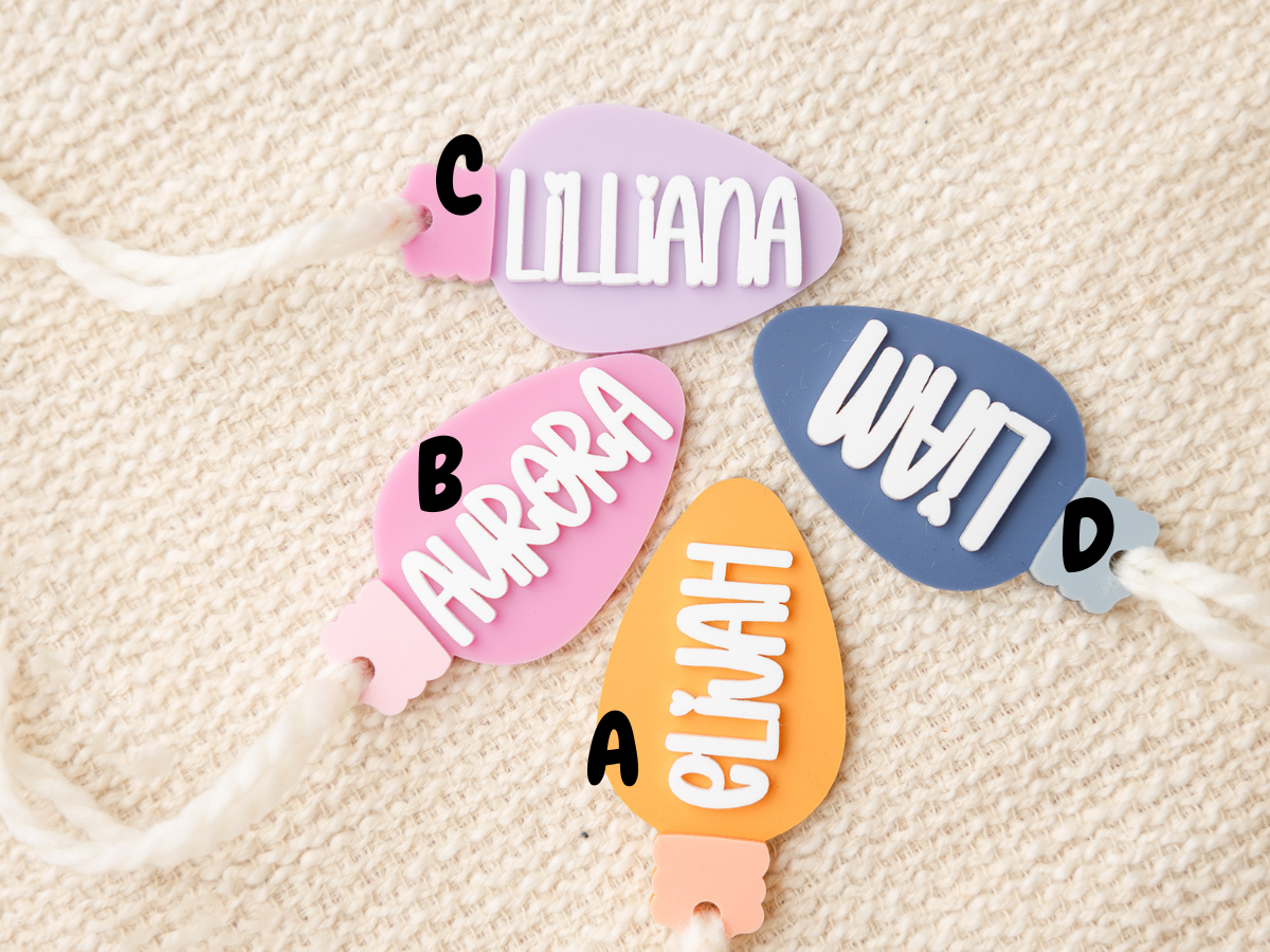 Lightbulb Christmas Stocking tags