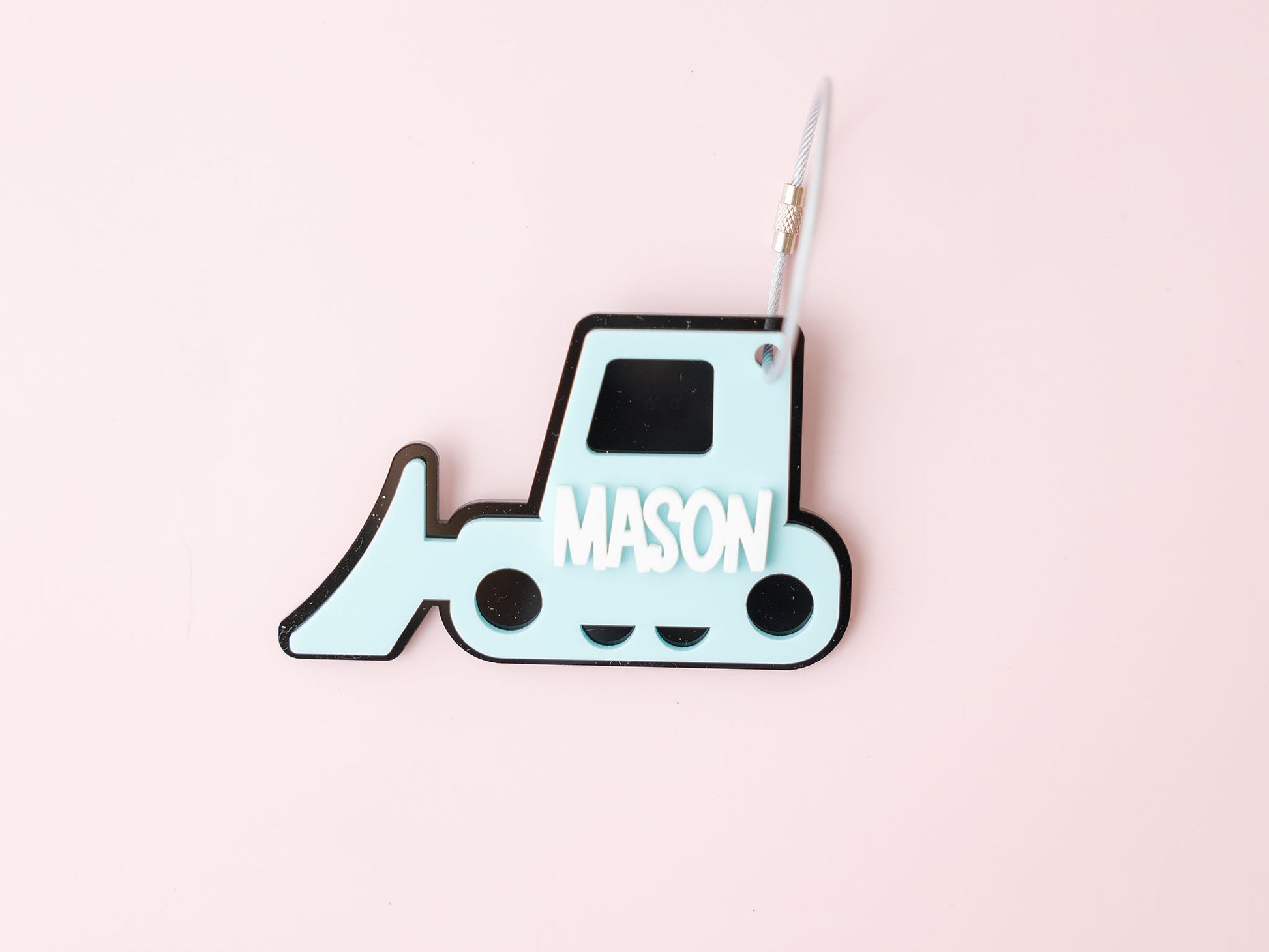 Bulldozer backpack tag