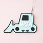 Bulldozer backpack tag