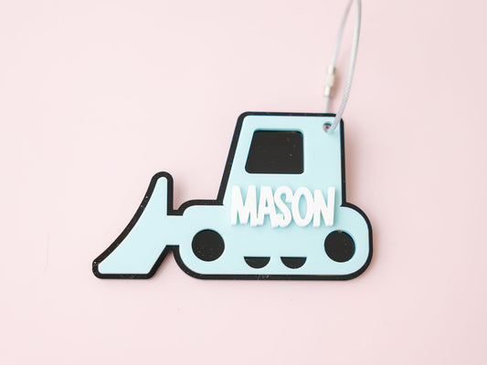 Bulldozer backpack tag
