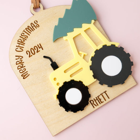 Bull dozer Christmas Ornaments