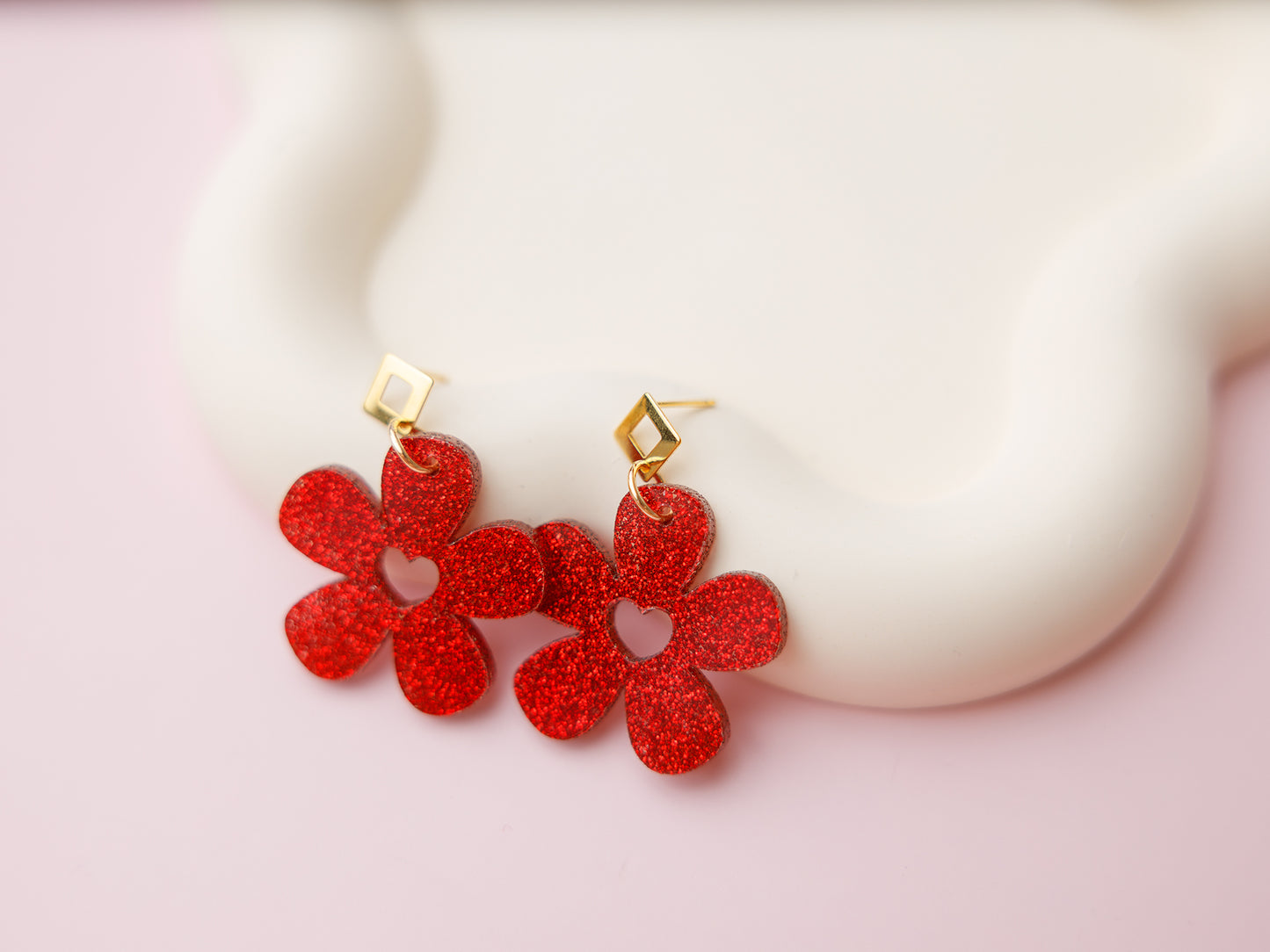 Heart Flower Acrylic Earrings