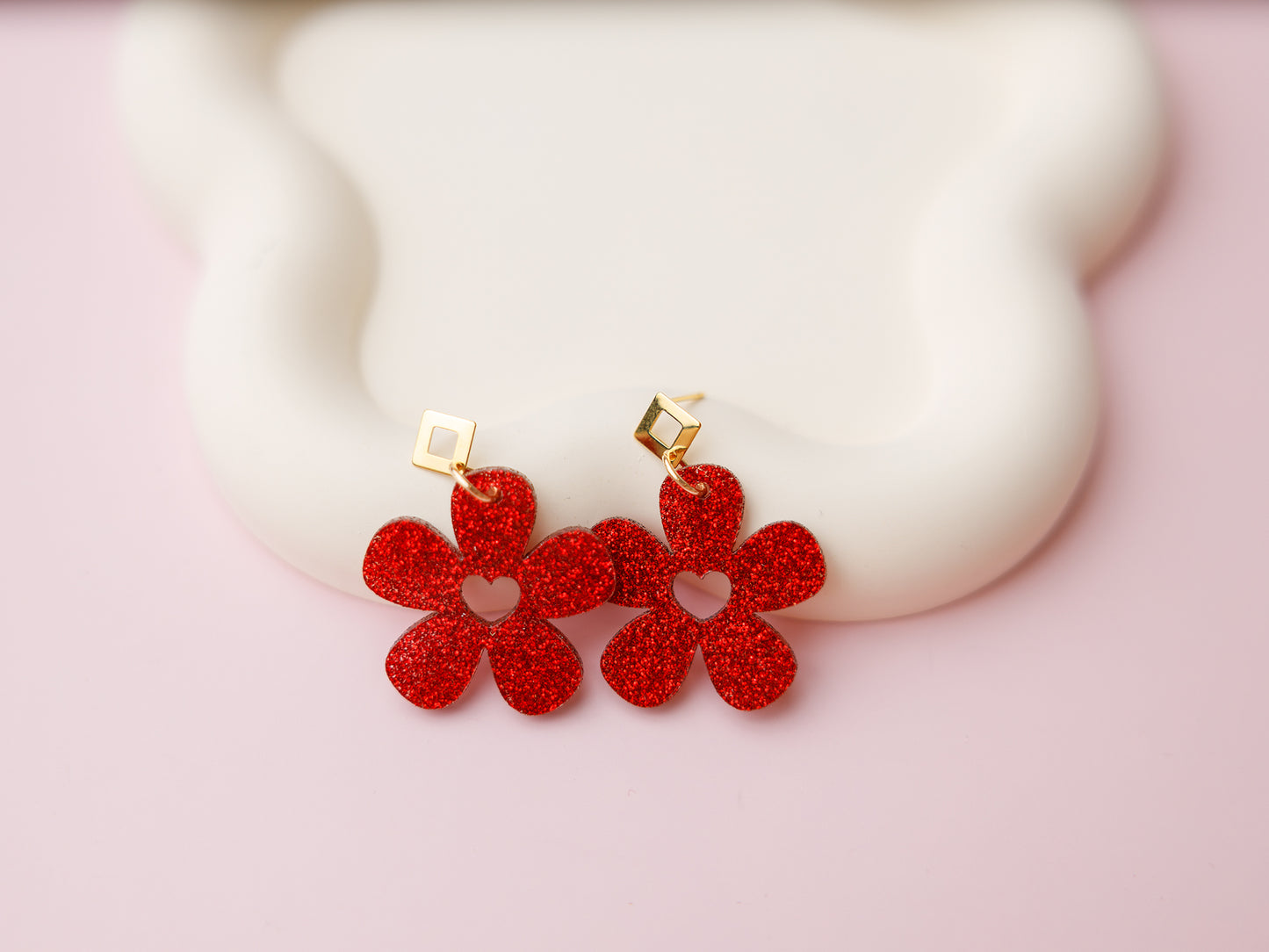 Heart Flower Acrylic Earrings