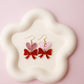 Heart and bow acrylic earrings