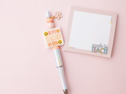 In my Teacher era Iridescent bead pen with charm