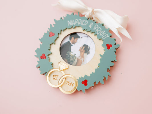 Married and Bright Christmas ornament 