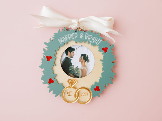 Married and Bright Christmas ornament 