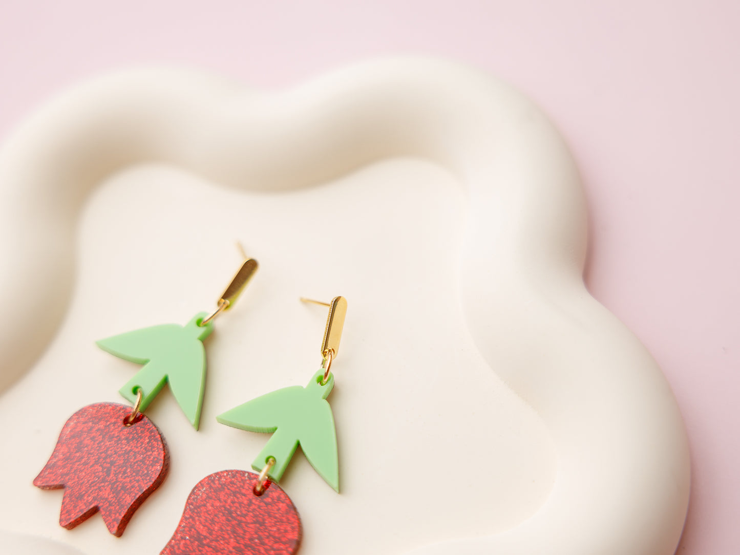 Rose flower acrylic earrings