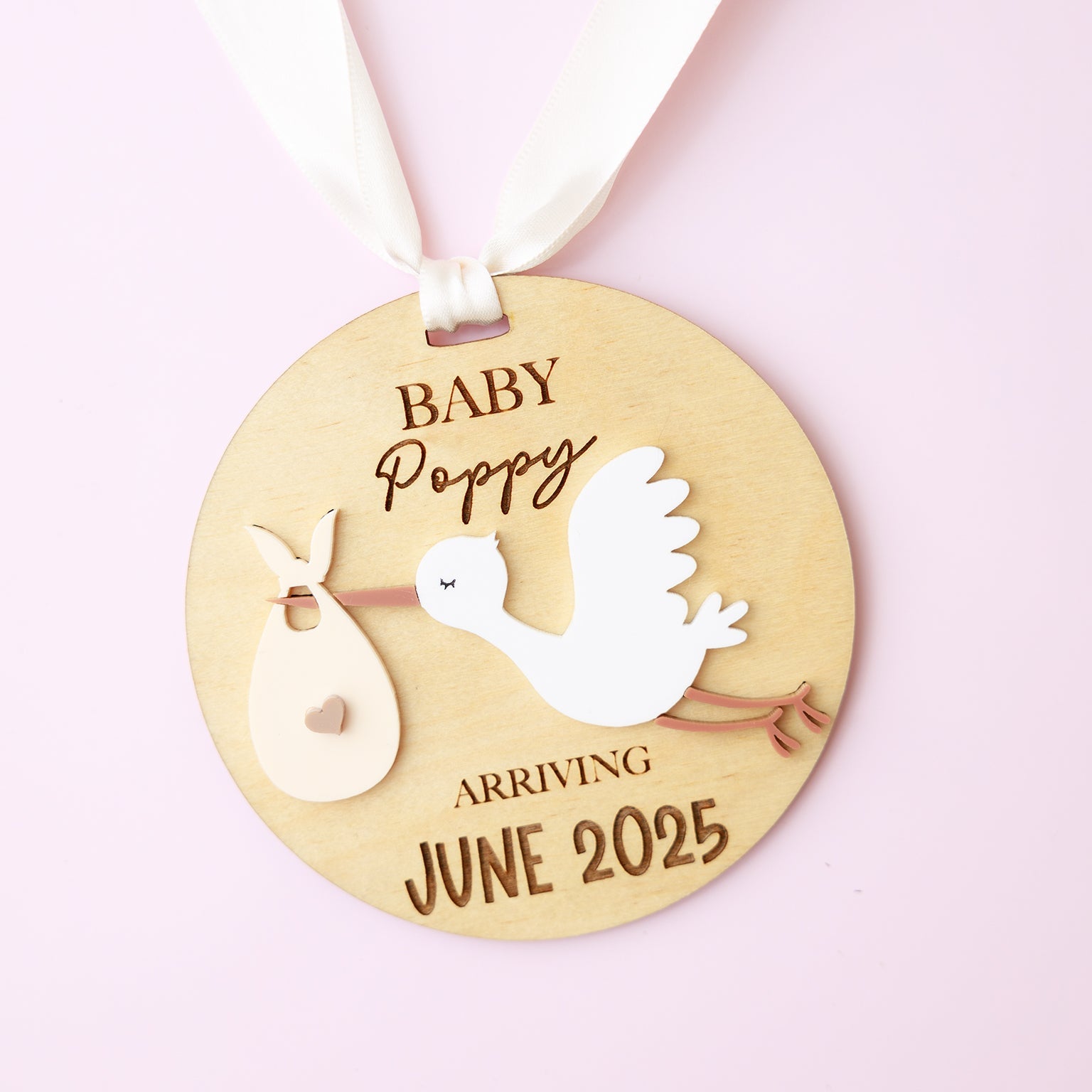 Stork Pregnancy announcement ornament