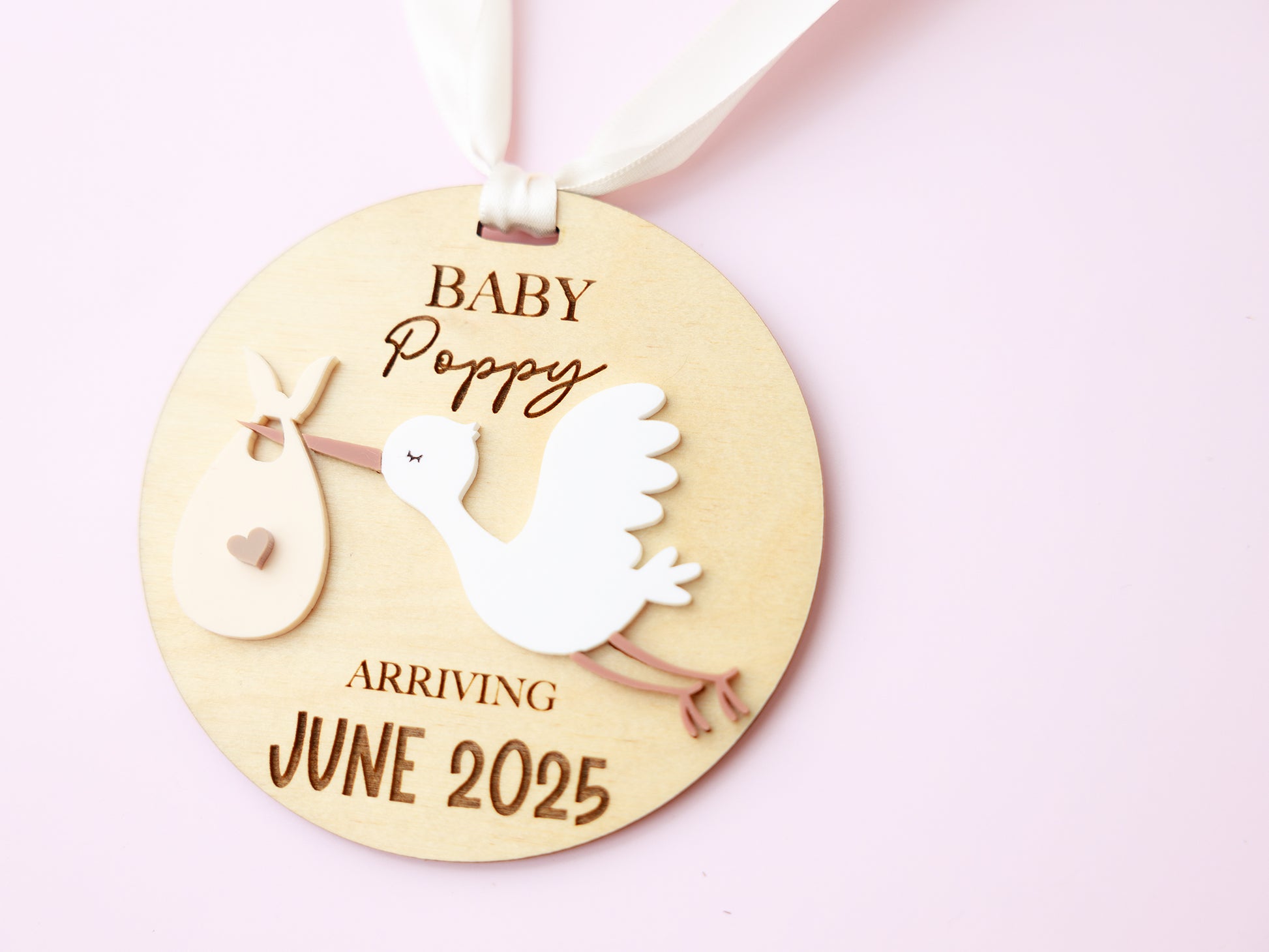 Stork Pregnancy announcement ornament