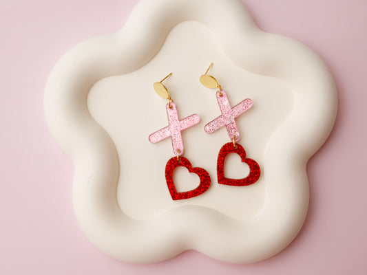 XOXO Heart acrylic earrings