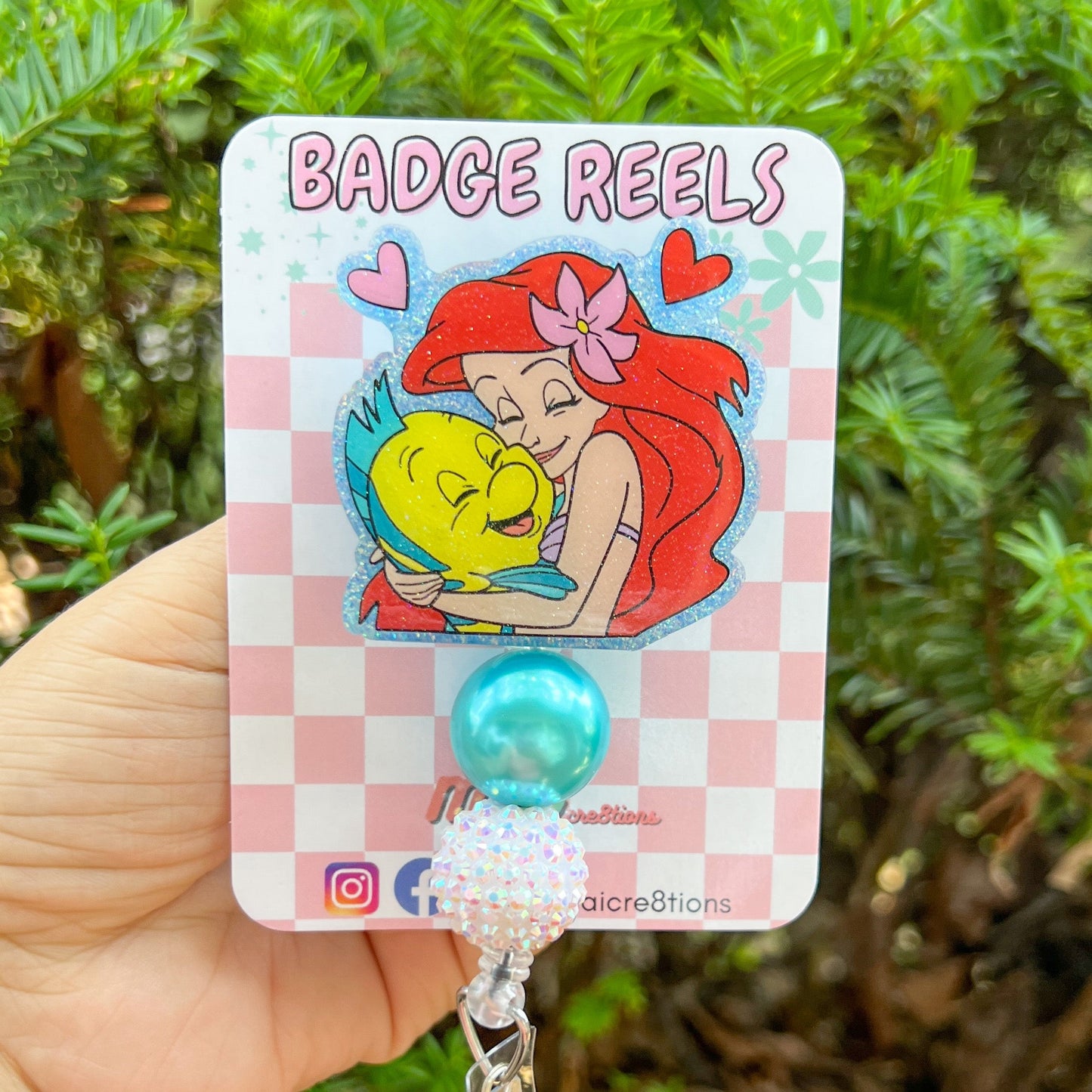 Ariel and Flounder Badge Reels - MaiCre8tions