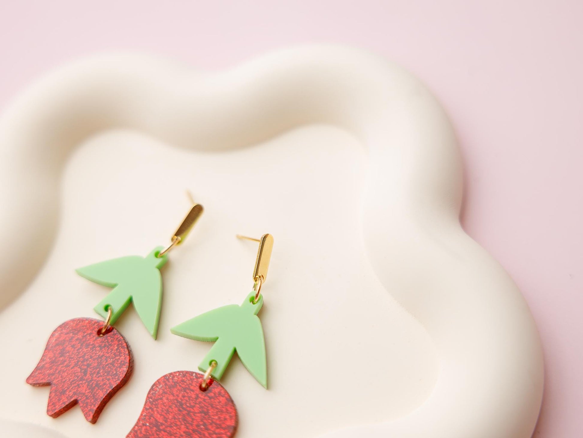 Rose Flower Spring Acrylic Earrings