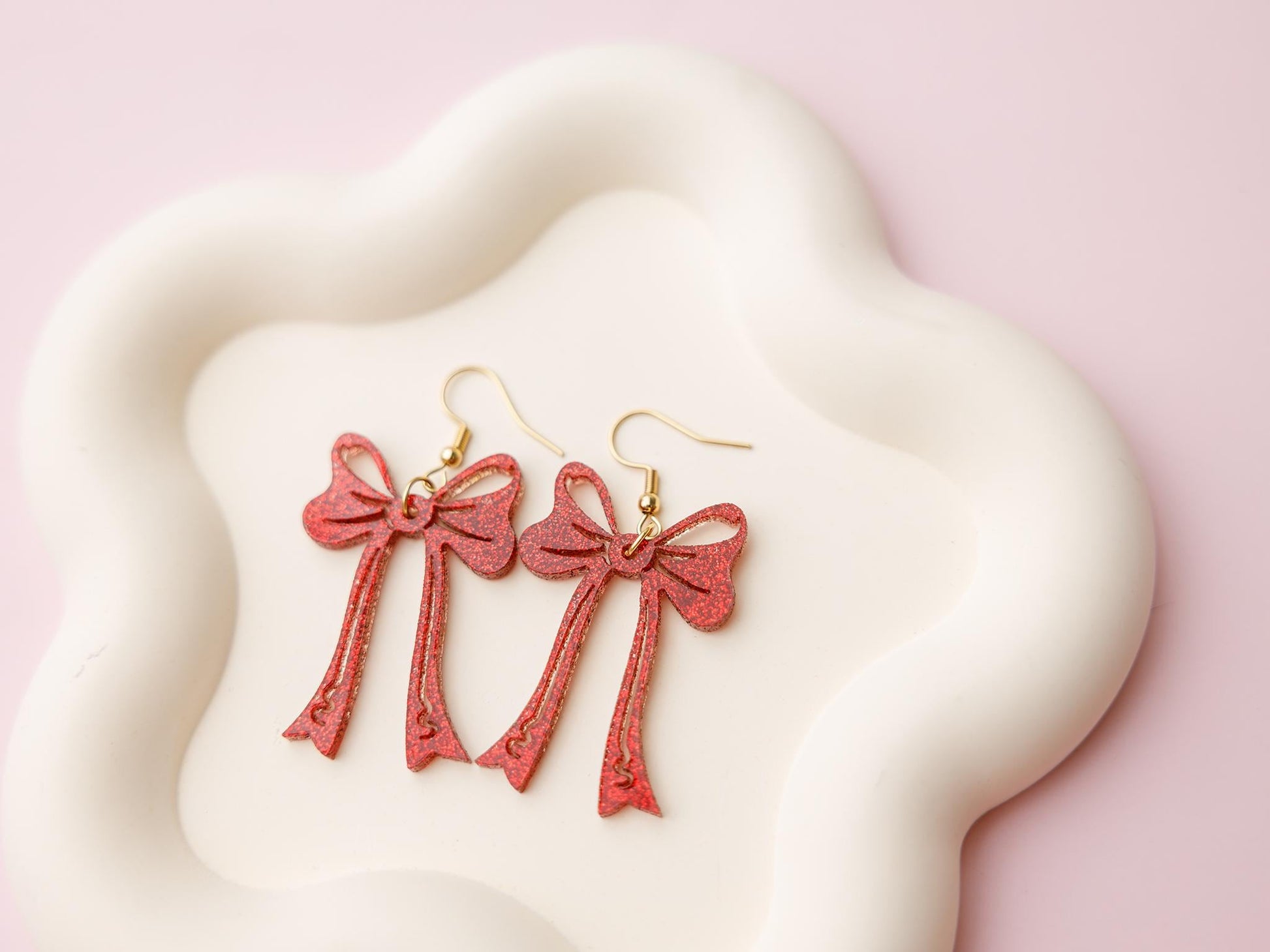 Red bow Valentine Acrylic Earrings