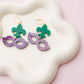 Bold Mardi Gras Acrylic Earrings,