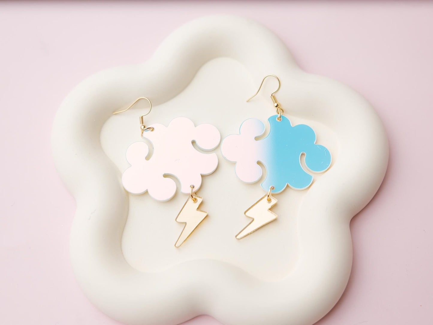 Iridescent Cloud Lightning Acrylic Earrings