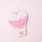 Heart Hot Air Balloon Valentine&#39;s Day Acrylic Name tag for kids