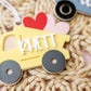 Dump truck Valentine&#39;s Day Acrylic Name tag for kids