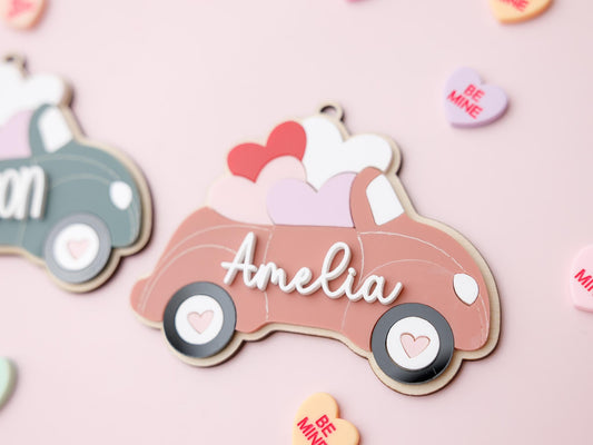 Love Bug Retro Valentine’s Basket Name tag for kids