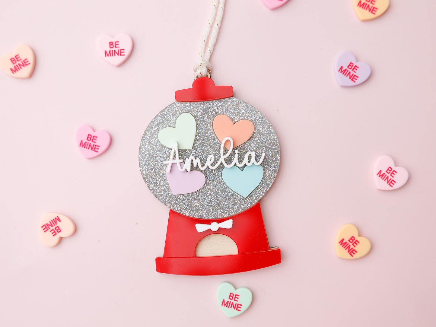 Gumball Machine Valentine’s Basket Name tag for kids