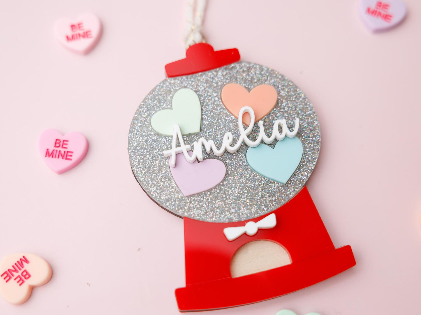 Gumball Machine Valentine’s Basket Name tag for kids