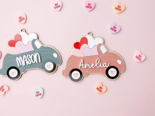 Love Bug Retro Valentine’s Basket Name tag for kids