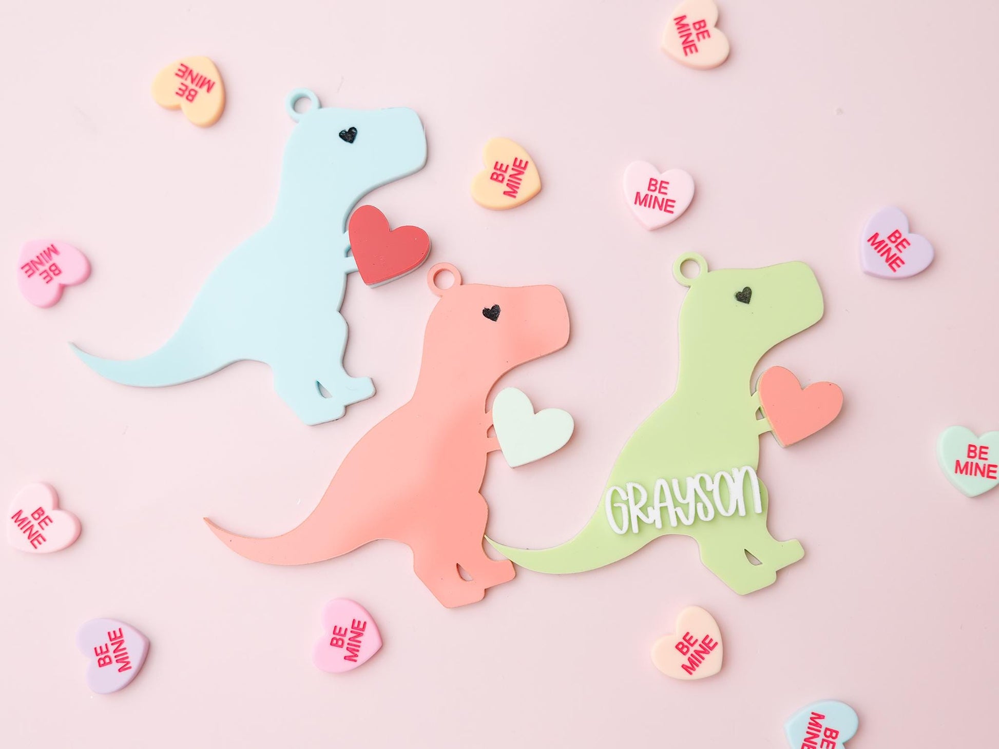 Dinosaur Valentine’s Basket Name tag for kids