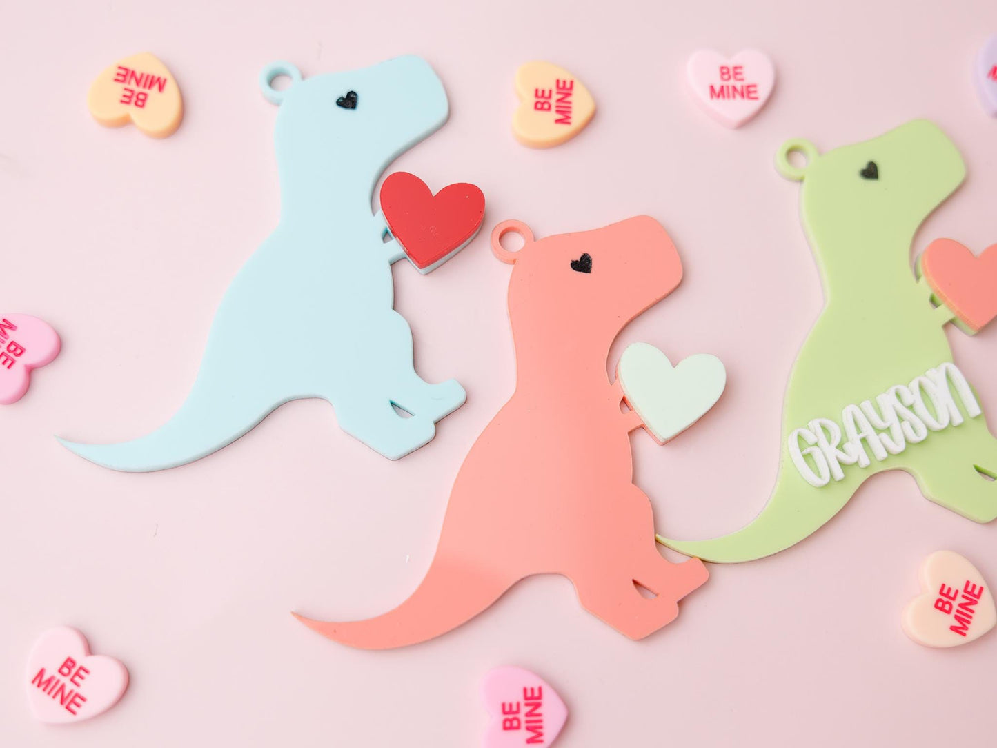 Dinosaur Valentine’s Basket Name tag for kids