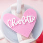 Personalized Pink Heart Tumbler Topper