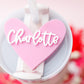 Personalized Pink Heart Tumbler Topper