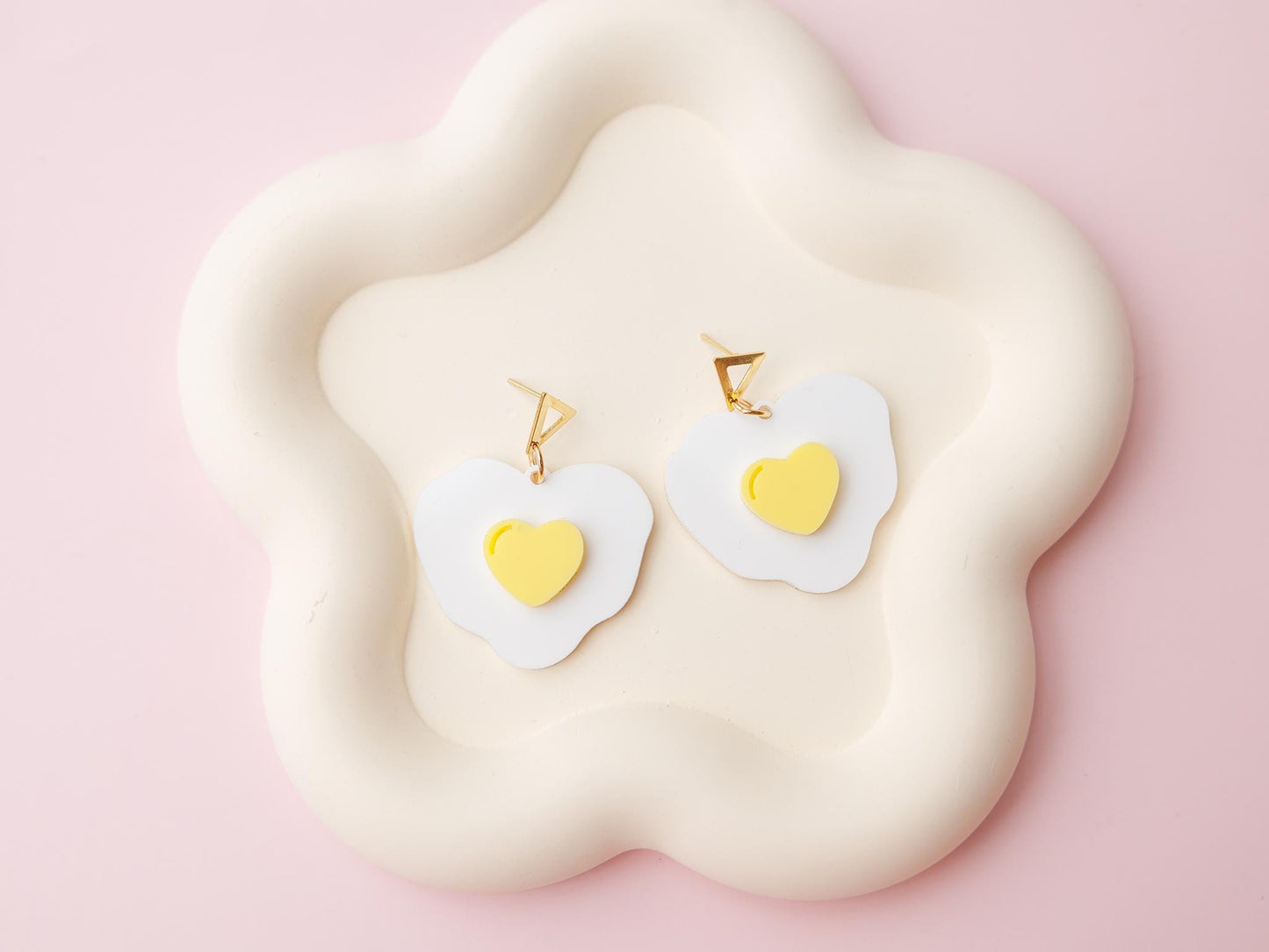 Fried Egg Valentines Acrylic Earrings