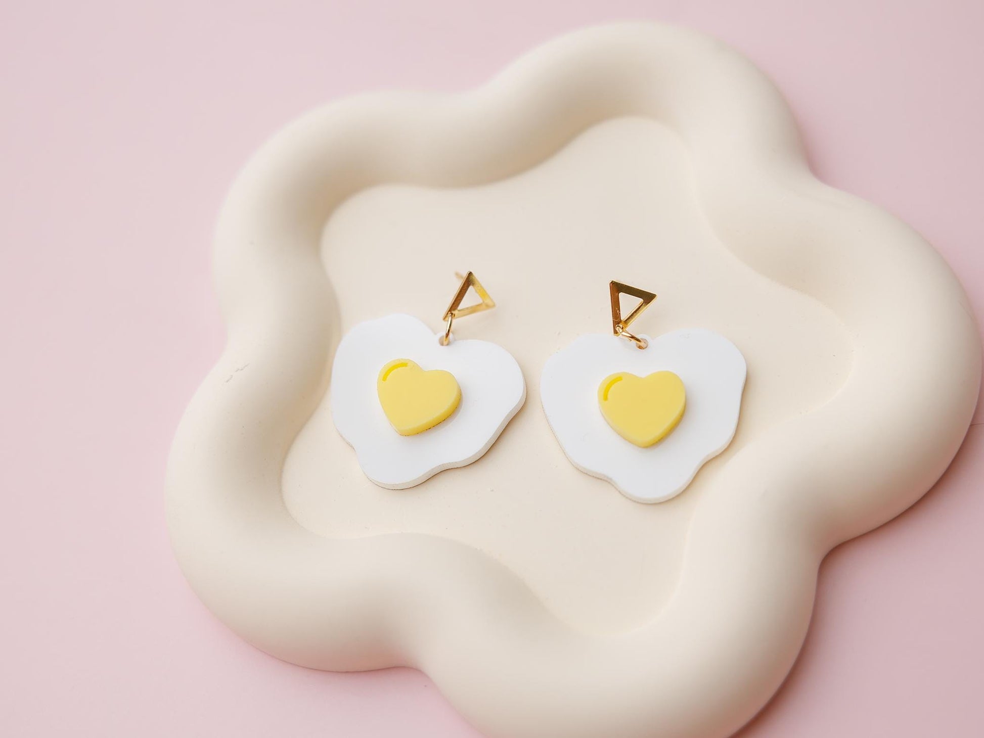 Fried Egg Valentines Acrylic Earrings