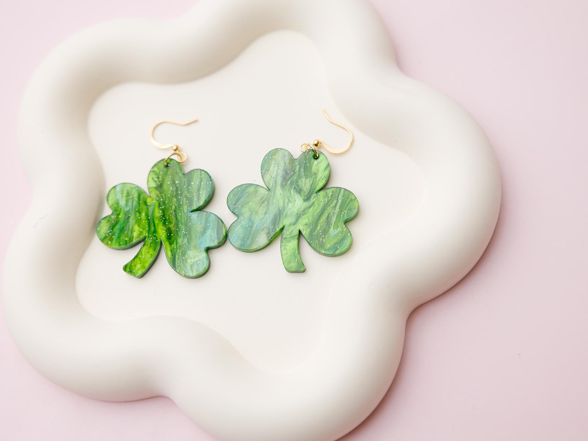 St. Patricks Day Clover Acrylic Earrings