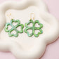 St. Patricks Day Heart Clover Acrylic Earrings